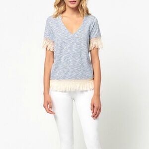 MAVEN WEST Fringe Striped Top